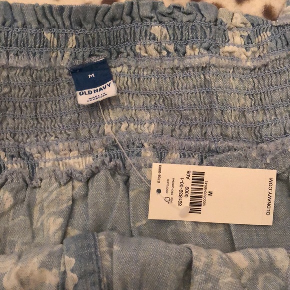 Old Navy Smocked Square Neck Floral Jean Top in Blue Size Medium - Picture 9 of 15